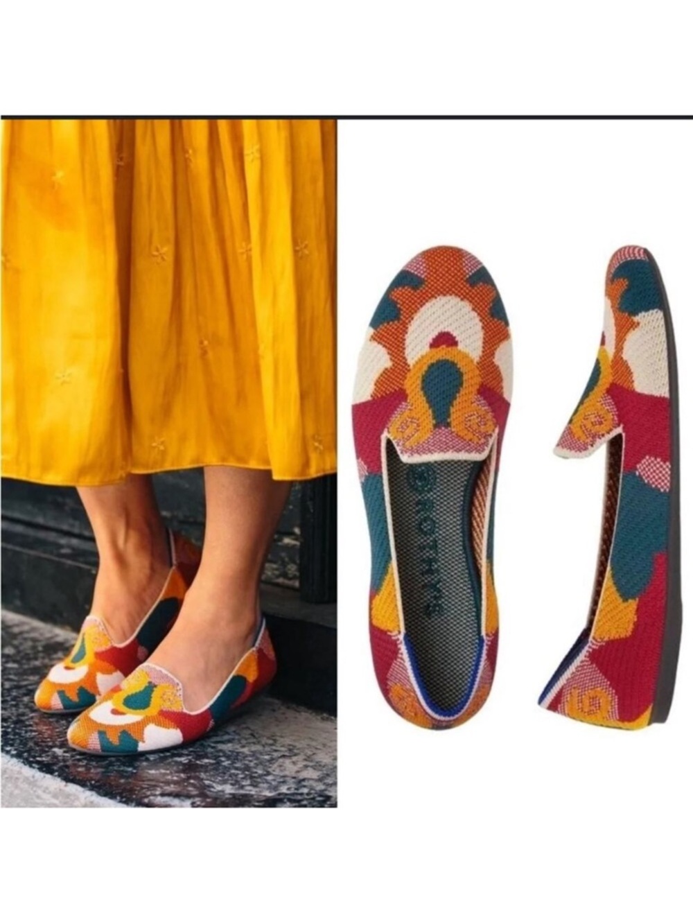 Rothy's Moroccan Print Amber Loafers Shoes RARE Retired Flats Colorful 8.5
